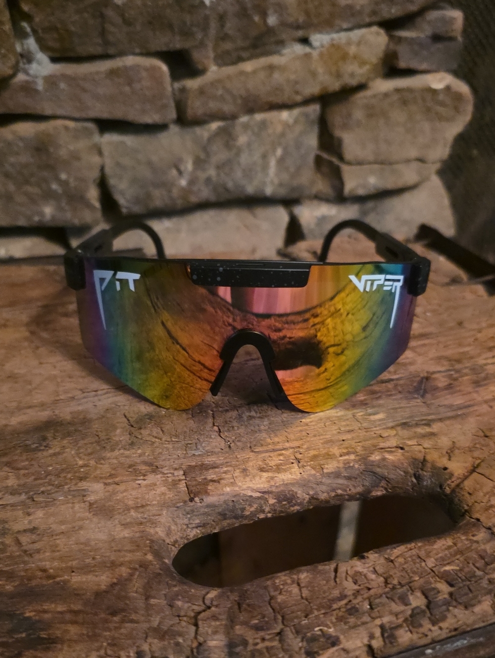 Pit Viper Rainbow Mirrored Visor Sunglasses with Black Frame